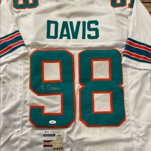 RAEKWON DAVIS SIGNED MIAMI DOLPHINS ON FIELD STYLE JERSEY SIGNATURE DEBUT JSA